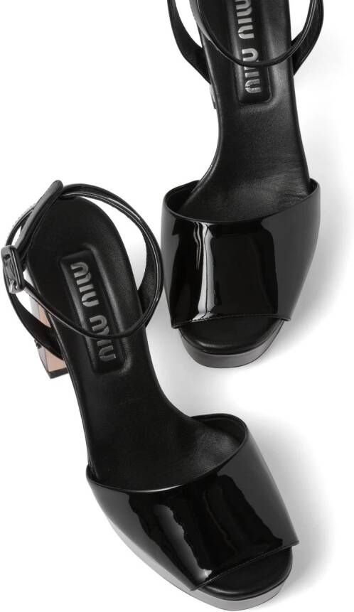 Miu patent-leather platform sandals Black