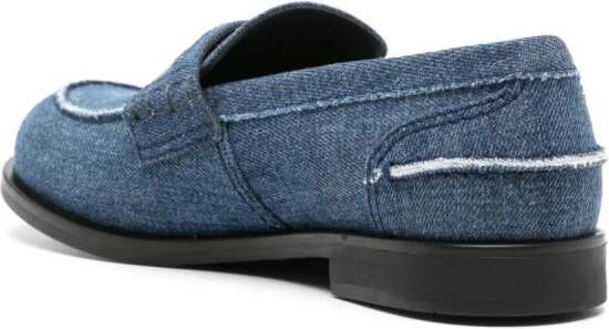 Miu penny-detail denim loafers Blue