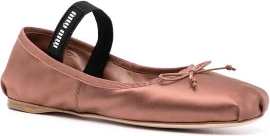 Miu satin ballerina shoes Brown
