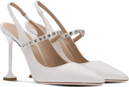 Miu satin sling-back 105mm pumps White