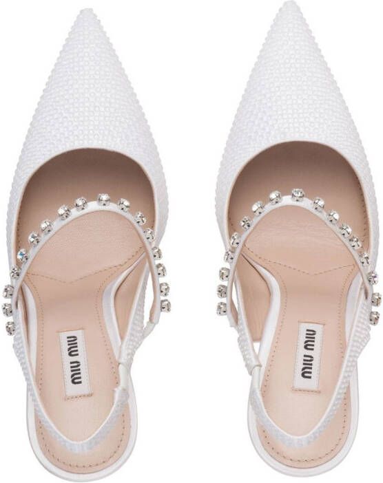 Miu satin sling-back 105mm pumps White