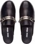 Miu studded chain-strap leather clogs Black - Thumbnail 4