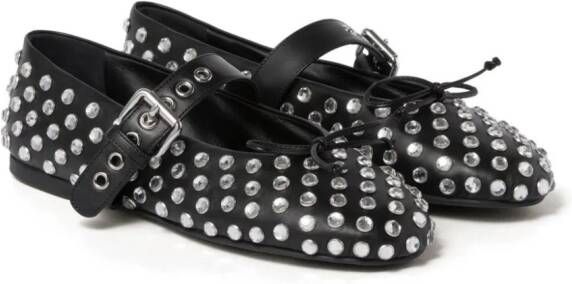 Miu studded leather ballerina shoes Black