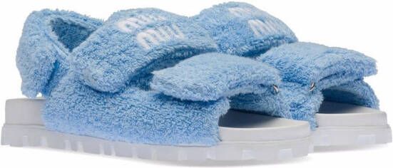 Miu terry cloth touch-strap sandals Blue