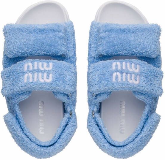 Miu terry cloth touch-strap sandals Blue