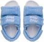 Miu terry cloth touch-strap sandals Blue - Thumbnail 4