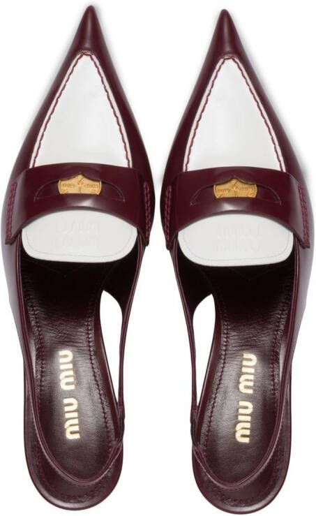Miu two-tone 45mm leather pumps Red