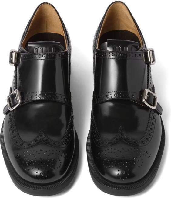 Miu x Church's leather brogue shoes Black