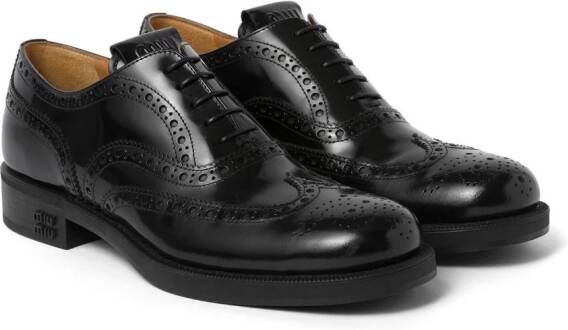 Miu x Church's leather brogue shoes Black