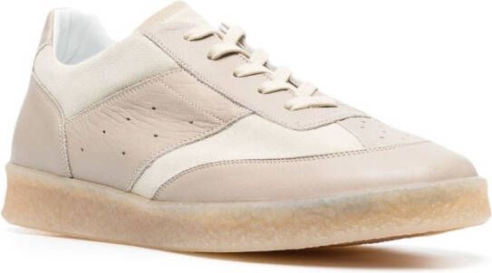 MM6 Maison Margiela 6 Court panelled leather sneakers Neutrals