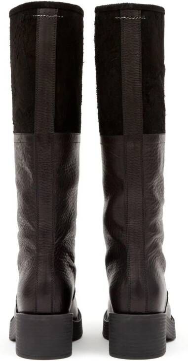 MM6 Maison Margiela Biker knee-high leather boots Black