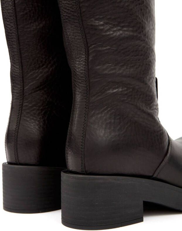 MM6 Maison Margiela Biker knee-high leather boots Black