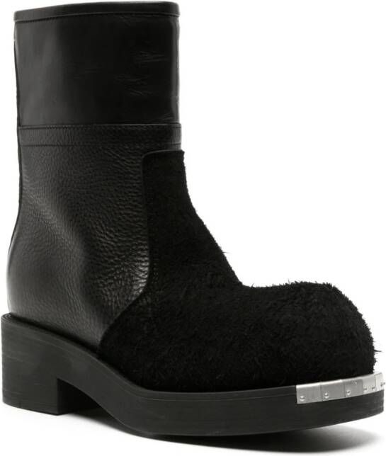MM6 Maison Margiela Biker suede and leather ankle boots Black