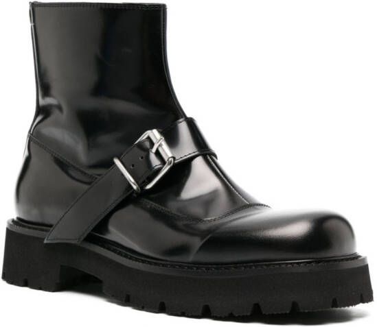 MM6 Maison Margiela buckled leather ankle boots Black