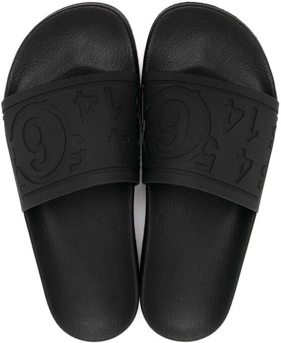 MM6 Maison Margiela embossed logo slides Black