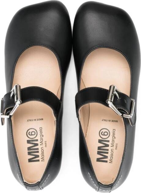 MM6 Maison Margiela Kids buckled leather ballerina shoes Black