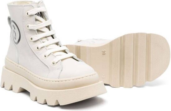 MM6 Maison Margiela Kids high-top leather sneakers Neutrals