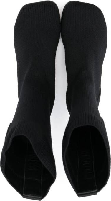 MM6 Maison Margiela Kids logo-patch knee-length boots Black