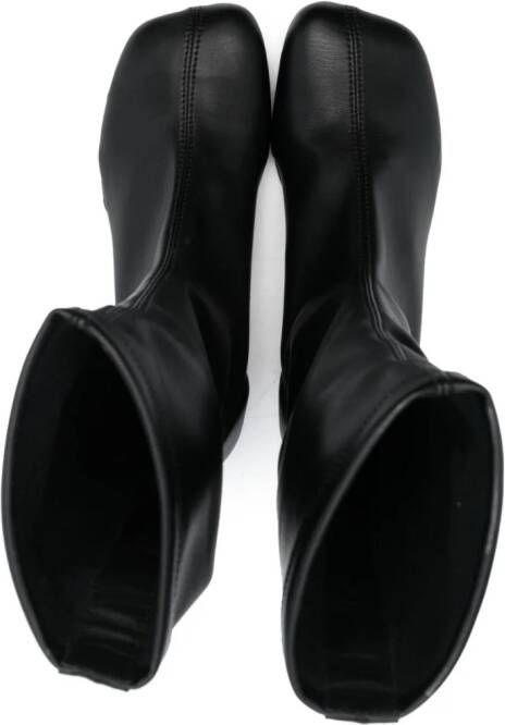 MM6 Maison Margiela Kids logo-patch leather knee boots Black