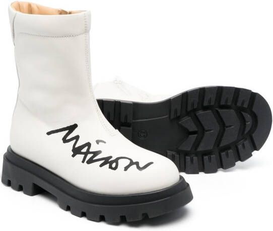 MM6 Maison Margiela Kids logo-print 35mm ankle boots White