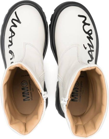 MM6 Maison Margiela Kids logo-print 35mm ankle boots White