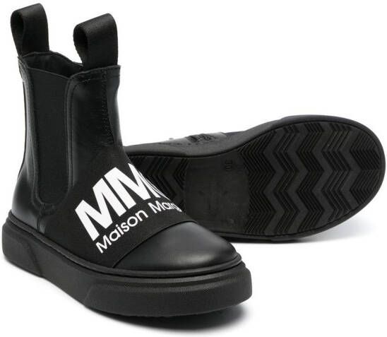 MM6 Maison Margiela Kids logo-print Chelsea boots Black