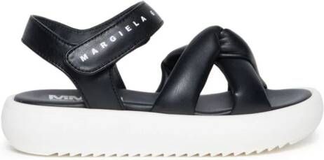 MM6 Maison Margiela Kids logo-print faux-leather sandals Black