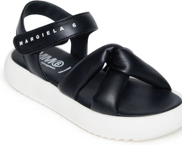 MM6 Maison Margiela Kids logo-print faux-leather sandals Black
