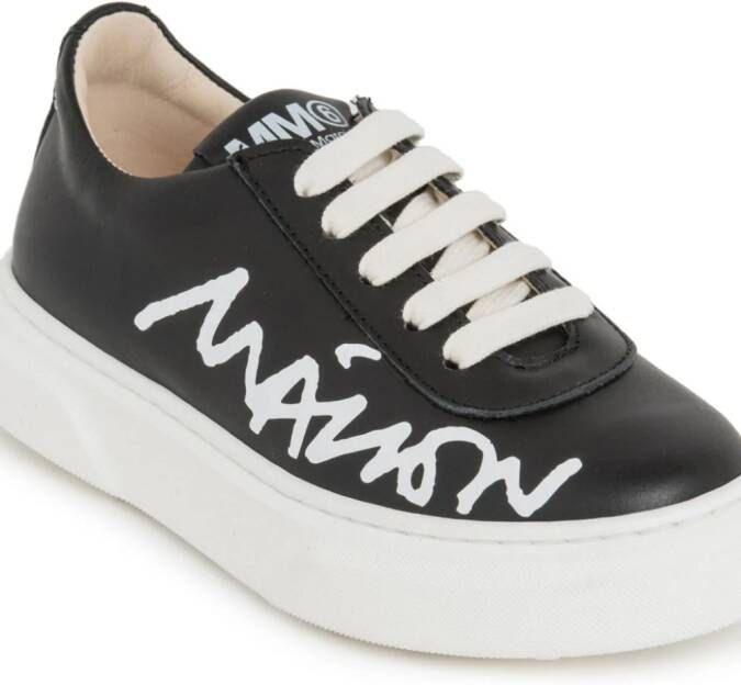 MM6 Maison Margiela Kids logo-print leather sneakers Black
