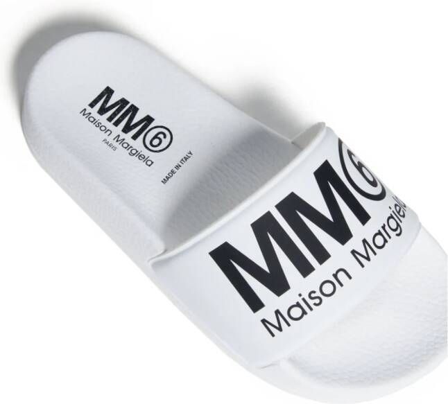MM6 Maison Margiela Kids logo-print pool slides White