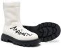 MM6 Maison Margiela Kids logo-print shearling-trim boots White - Thumbnail 2
