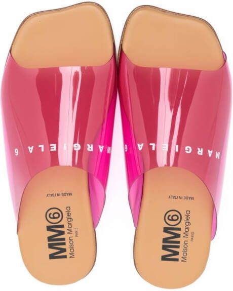 MM6 Maison Margiela Kids logo-print transparent sandals Pink