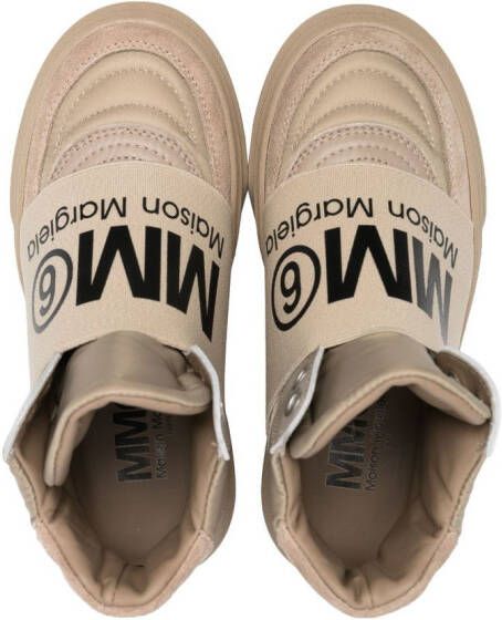 MM6 Maison Margiela Kids logo-strap ankle boots Neutrals