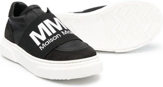 MM6 Maison Margiela Kids logo-strap slip-on sneakers Black