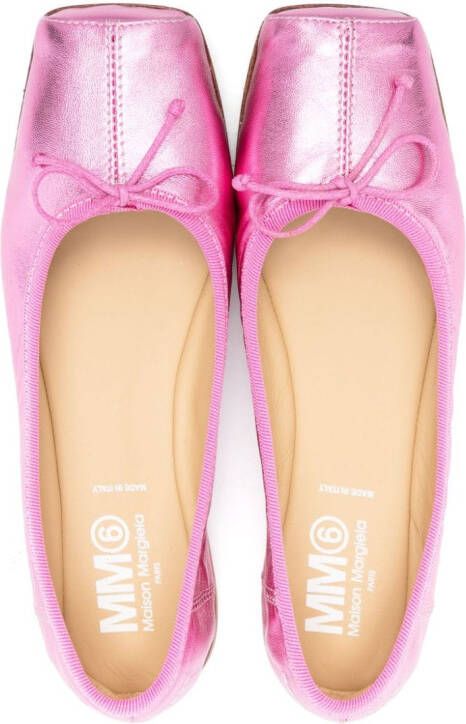 MM6 Maison Margiela Kids metallic-finish ballerina shoes Pink