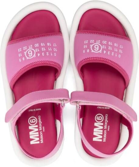 MM6 Maison Margiela Kids numbers-print touch-strap sandals Pink