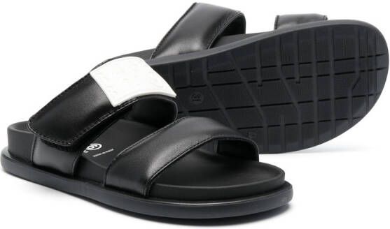 MM6 Maison Margiela Kids round-toe leather sandals Black