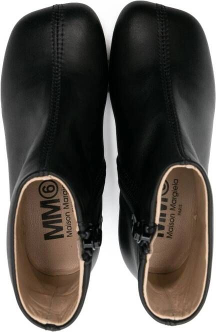 MM6 Maison Margiela Kids square-toe leather ankle boots Black
