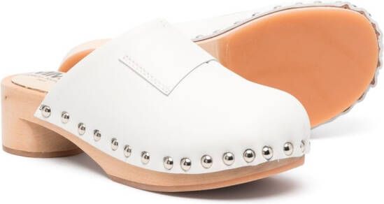 MM6 Maison Margiela Kids studded leather clogs Neutrals