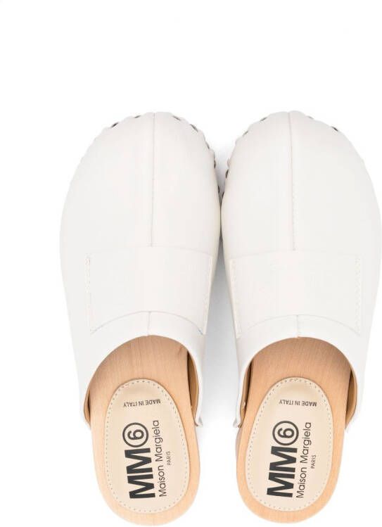 MM6 Maison Margiela Kids studded leather clogs Neutrals