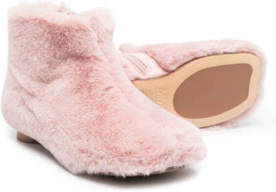 MM6 Maison Margiela Kids Tabi faux-fur ankle boots Pink