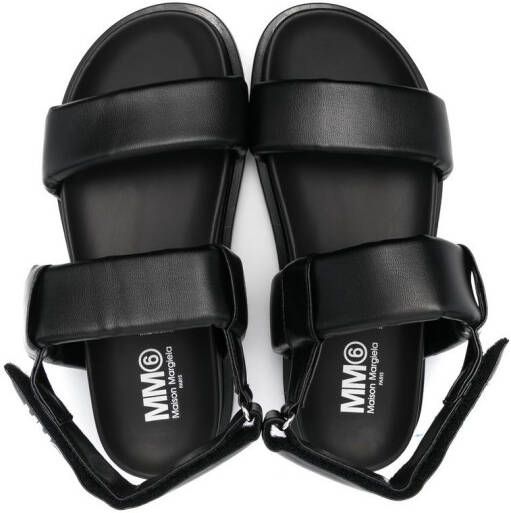 MM6 Maison Margiela Kids TEEN touch-strap leather sandals Black