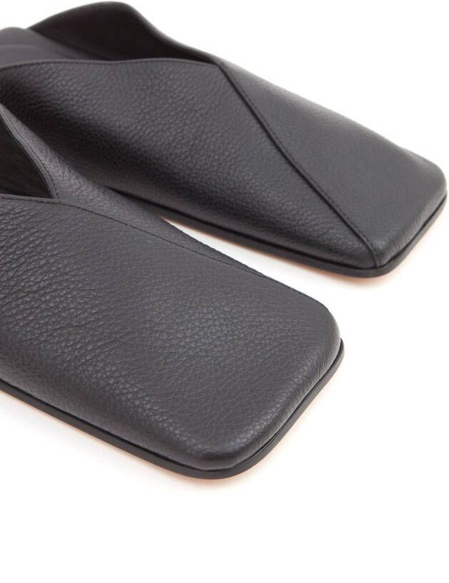 MM6 Maison Margiela Japanese leather slides Black