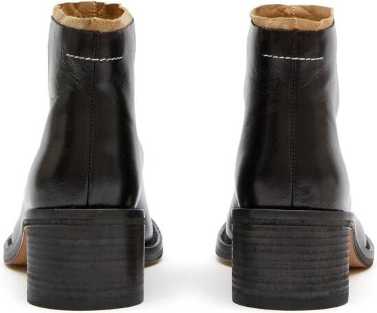 MM6 Maison Margiela logo-embroidered leather ankle boots Black