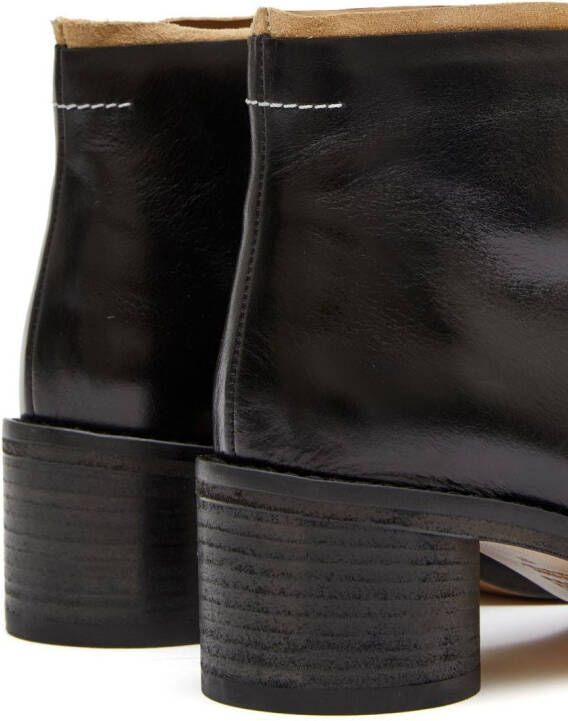 MM6 Maison Margiela logo-embroidered leather ankle boots Black