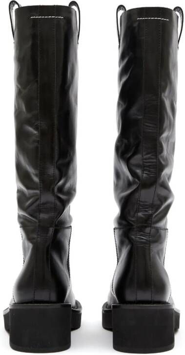 MM6 Maison Margiela 35mm knee-high leather boots Black