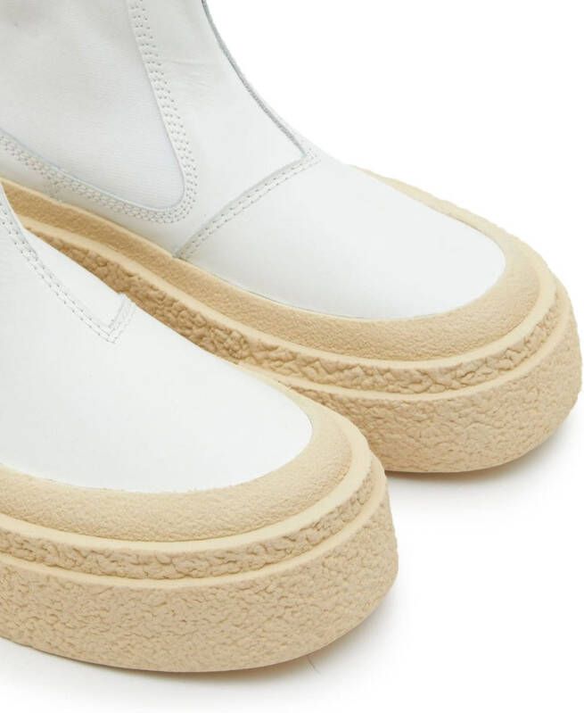 MM6 Maison Margiela logo-patch round-toe boots White