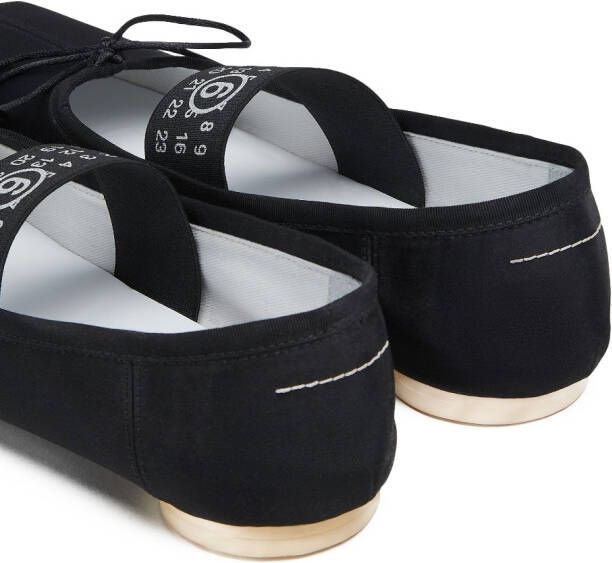 MM6 Maison Margiela logo-strap ballerina shoes Black