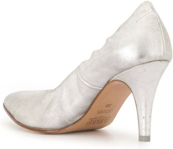 MM6 Maison Margiela metallic low-heel pumps Silver