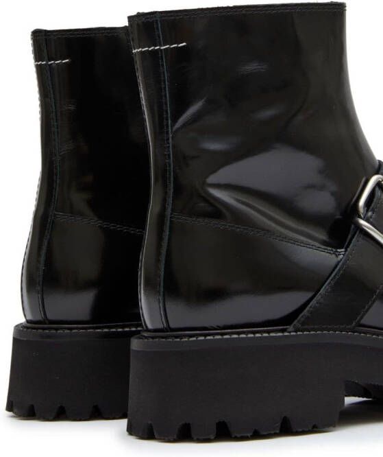 MM6 Maison Margiela buckle-detail leather ankle boots Black